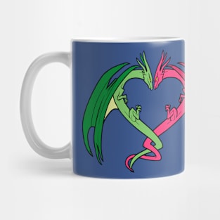 Flying Love Dragons On Blue Background Design Mug